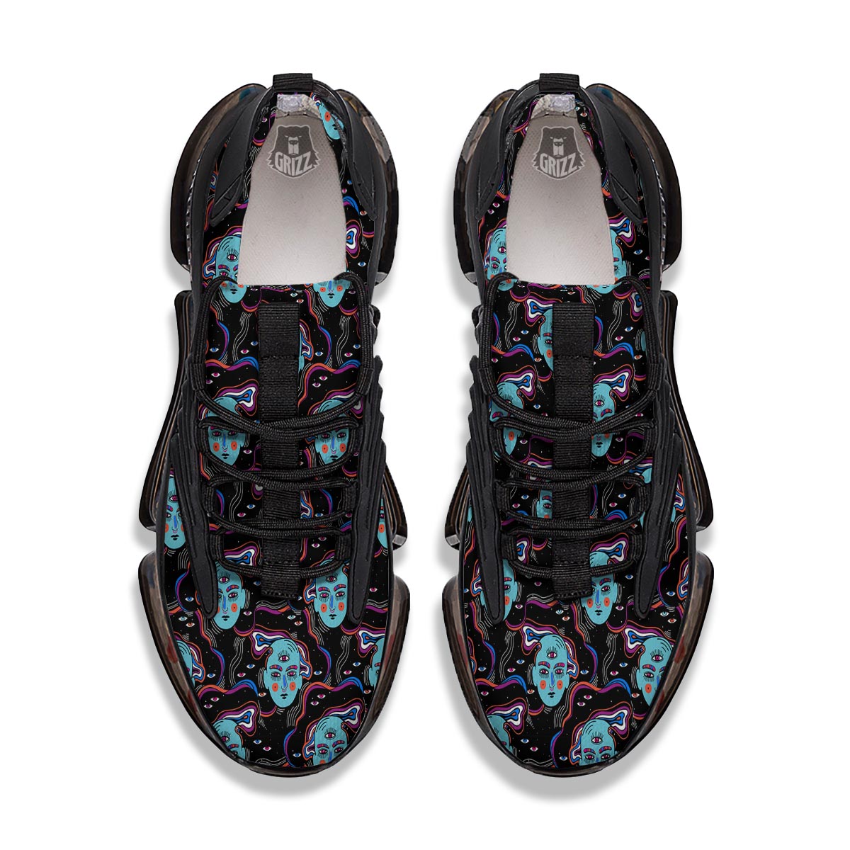 Psychedelic Hippie Retro Print Pattern Black Gym Shoes-grizzshop
