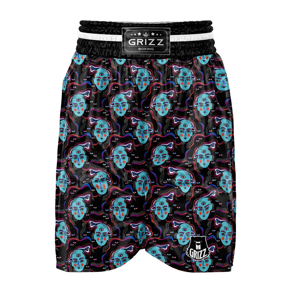 Psychedelic Hippie Retro Print Pattern Boxing Shorts-grizzshop