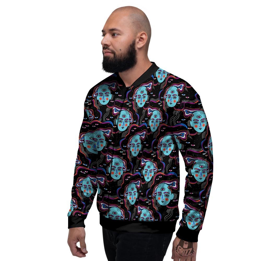 Psychedelic Hippie Retro Print Pattern Men's Bomber Jacket-grizzshop