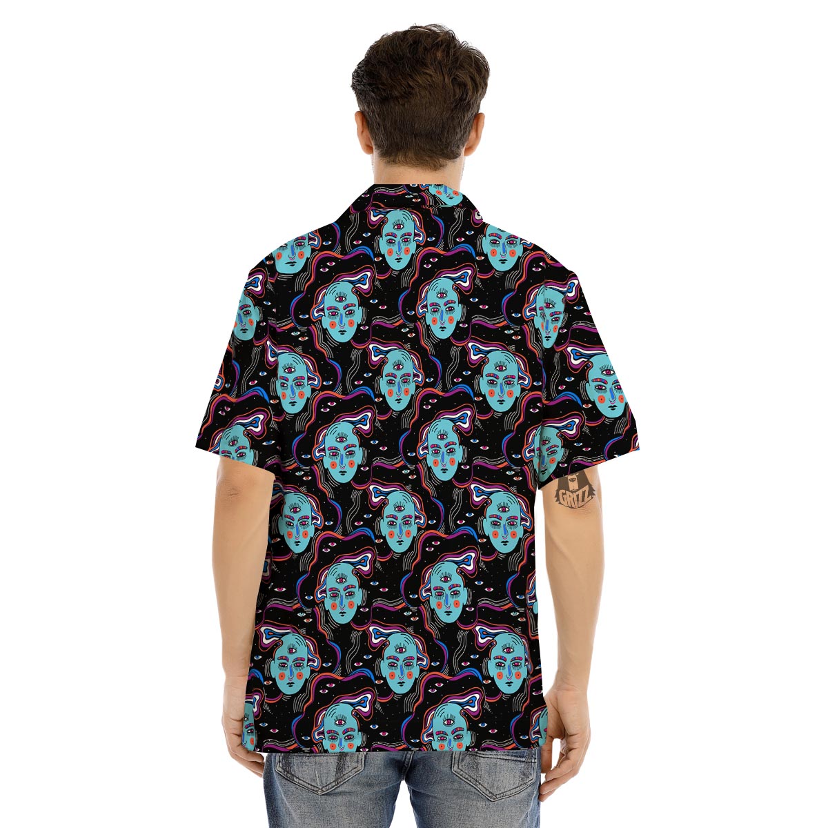 Psychedelic Hippie Retro Print Pattern Men's Hawaiian Shirt-grizzshop