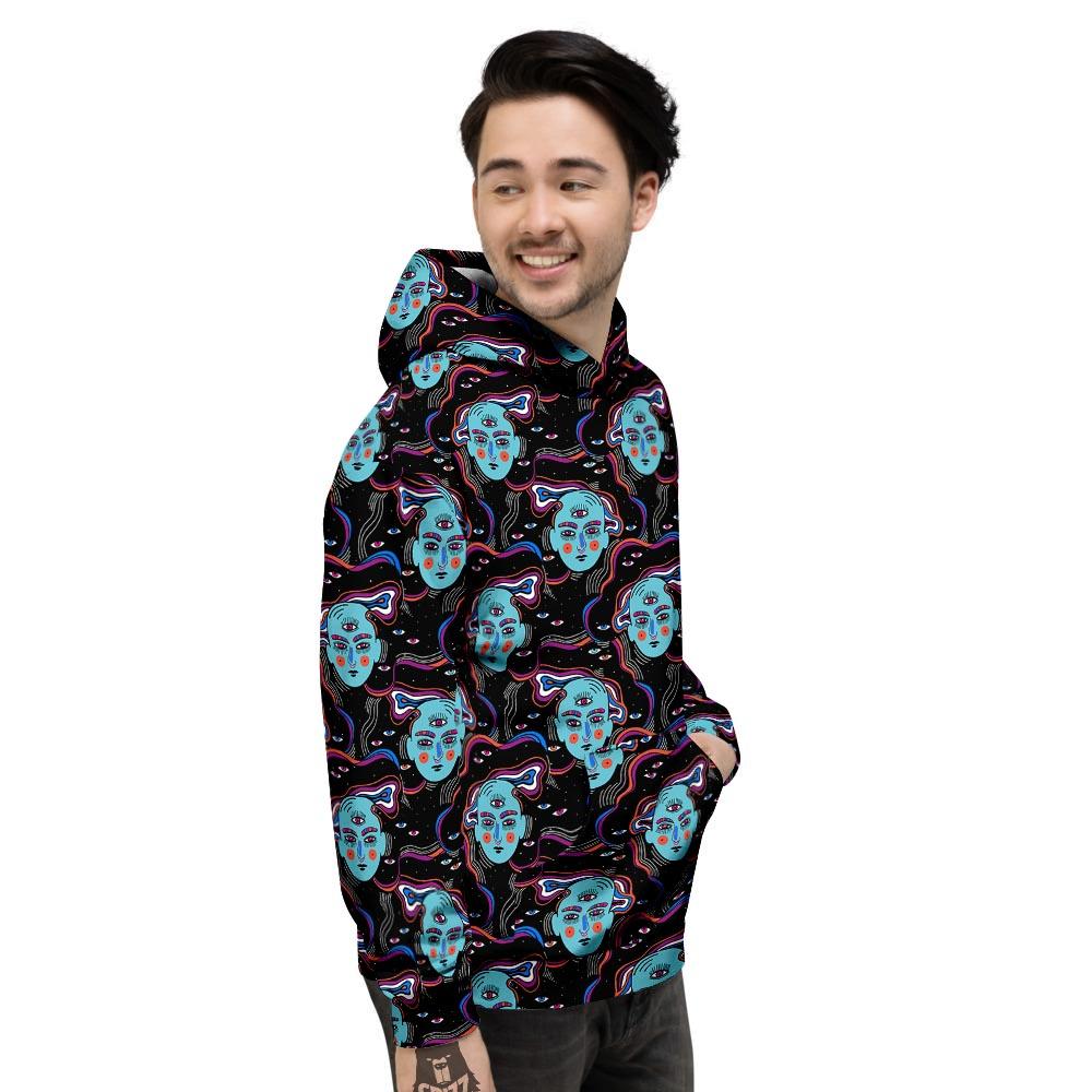 Psychedelic Hippie Retro Print Pattern Men's Hoodie-grizzshop