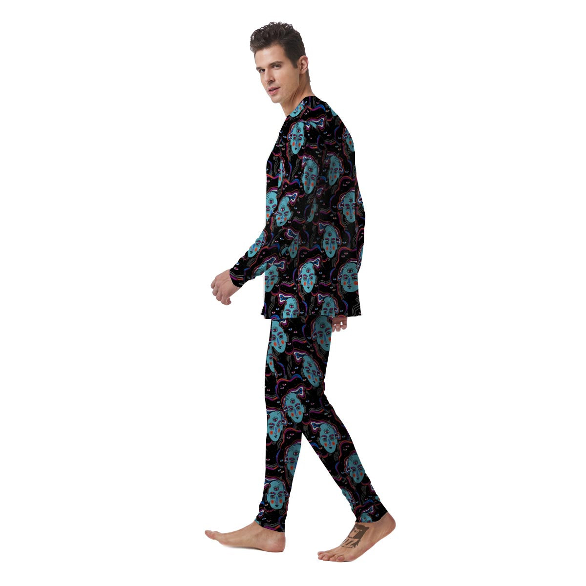Psychedelic Hippie Retro Print Pattern Men's Pajamas-grizzshop