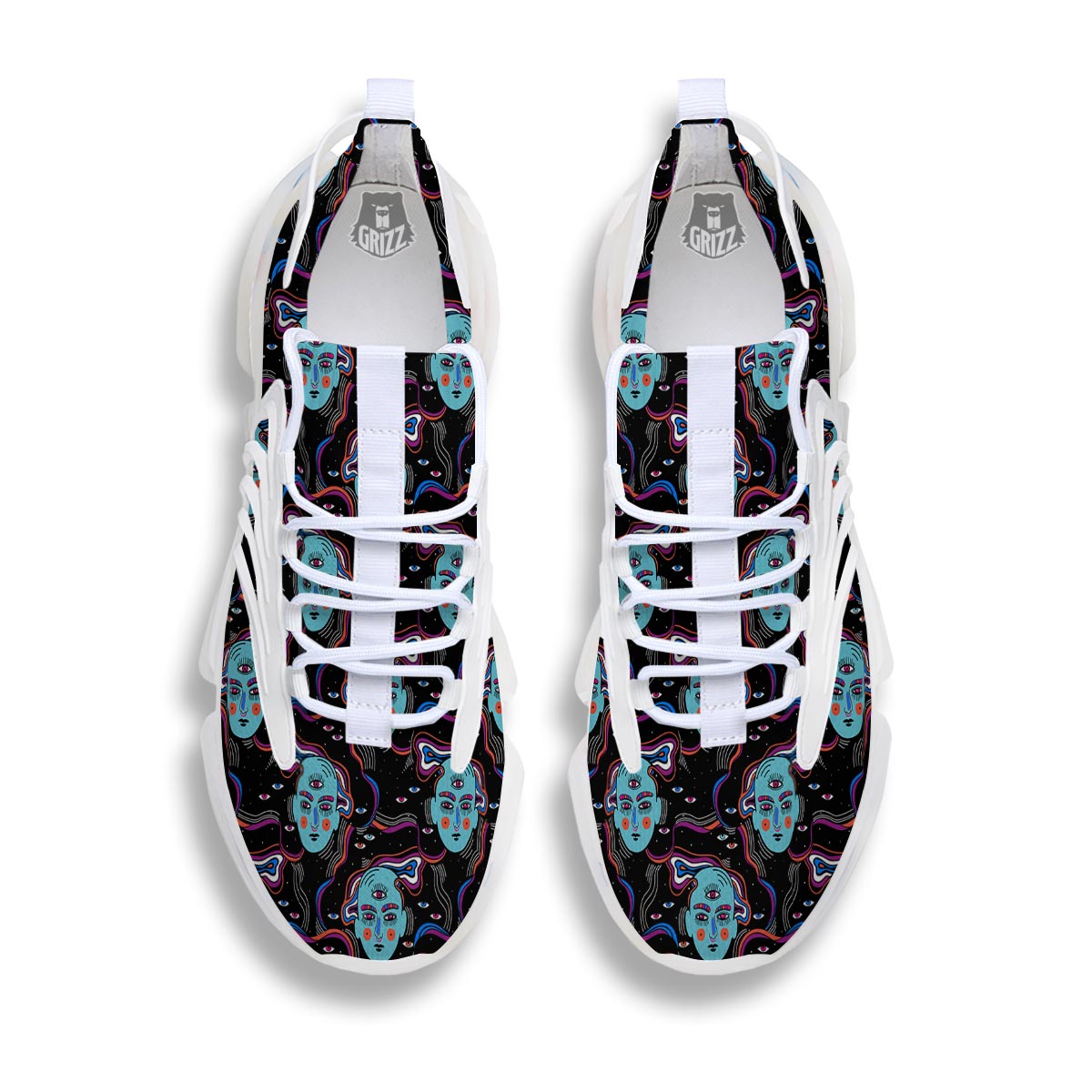 Psychedelic Hippie Retro Print Pattern White Gym Shoes-grizzshop