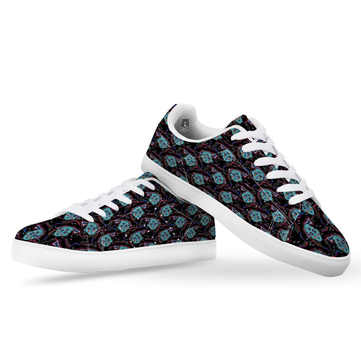 Psychedelic Hippie Retro Print Pattern White Low Top Sneakers-grizzshop