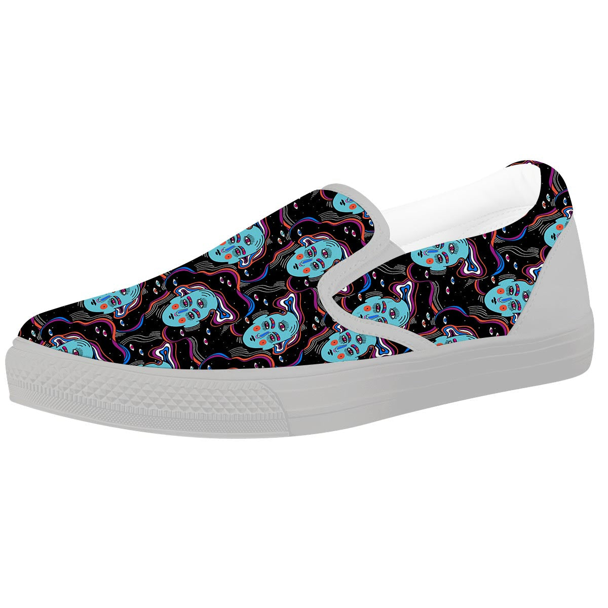 Psychedelic Hippie Retro Print Pattern White Slip On Shoes-grizzshop