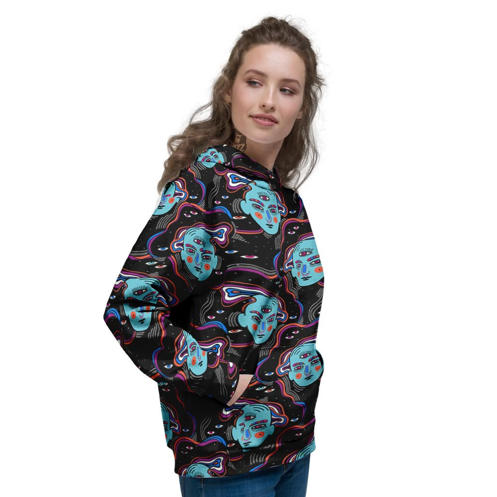 Psychedelic Hippie Retro Print Pattern Women's Hoodie-grizzshop