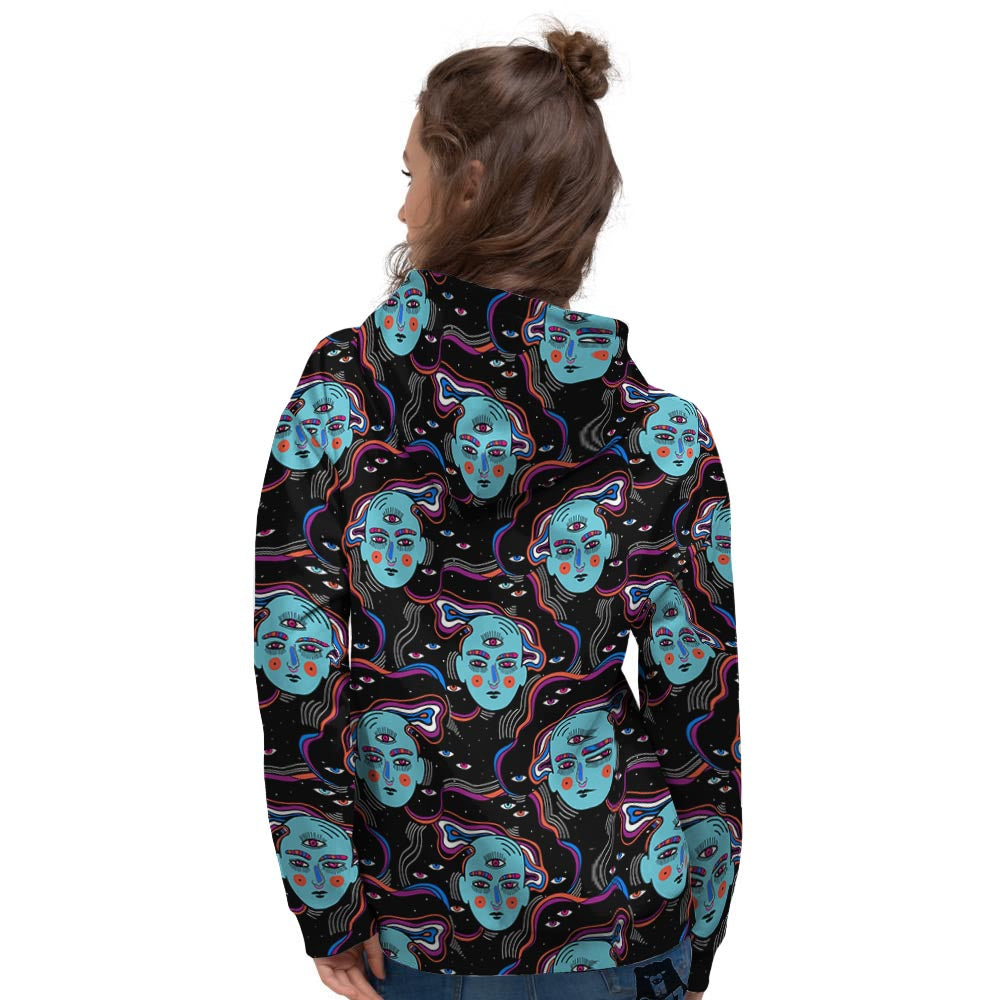 Psychedelic Hippie Retro Print Pattern Women's Hoodie-grizzshop