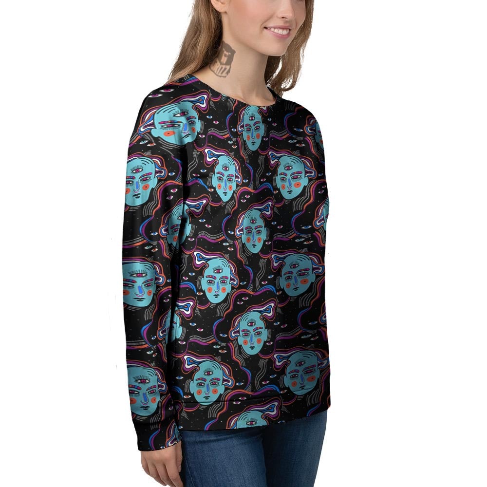 Psychedelic Hippie Retro Print Pattern Women's Sweatshirt-grizzshop