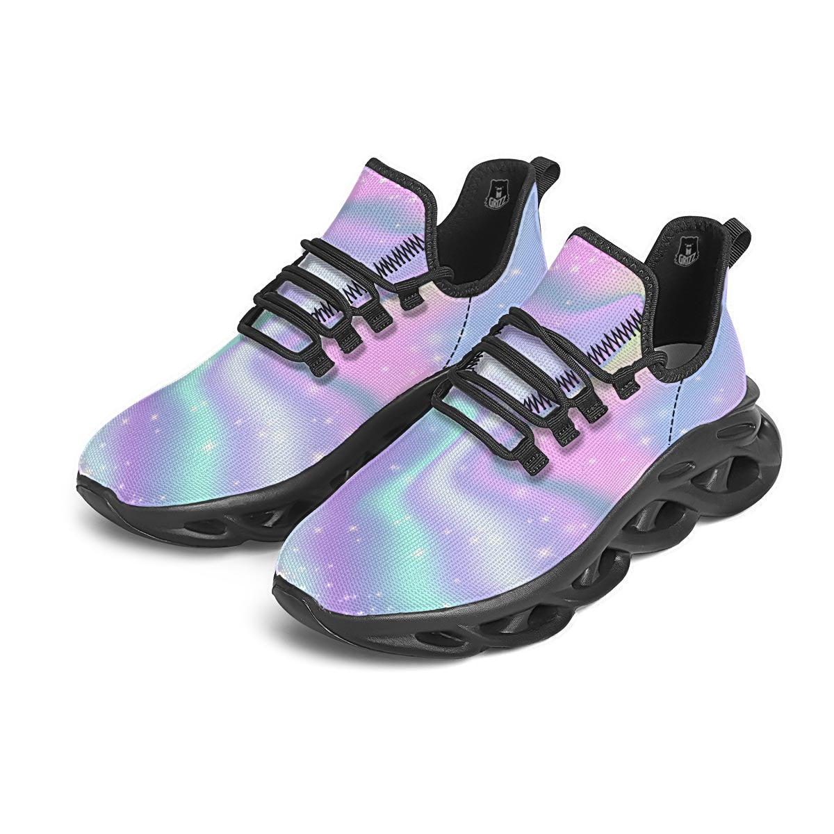 Psychedelic Holographic Black Running Shoes-grizzshop