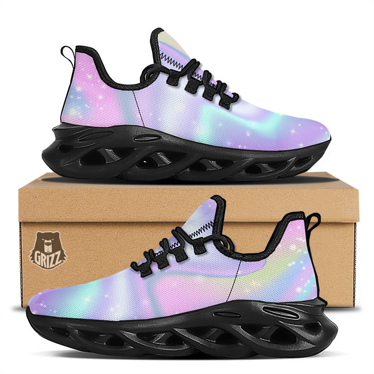 Psychedelic Holographic Black Running Shoes-grizzshop