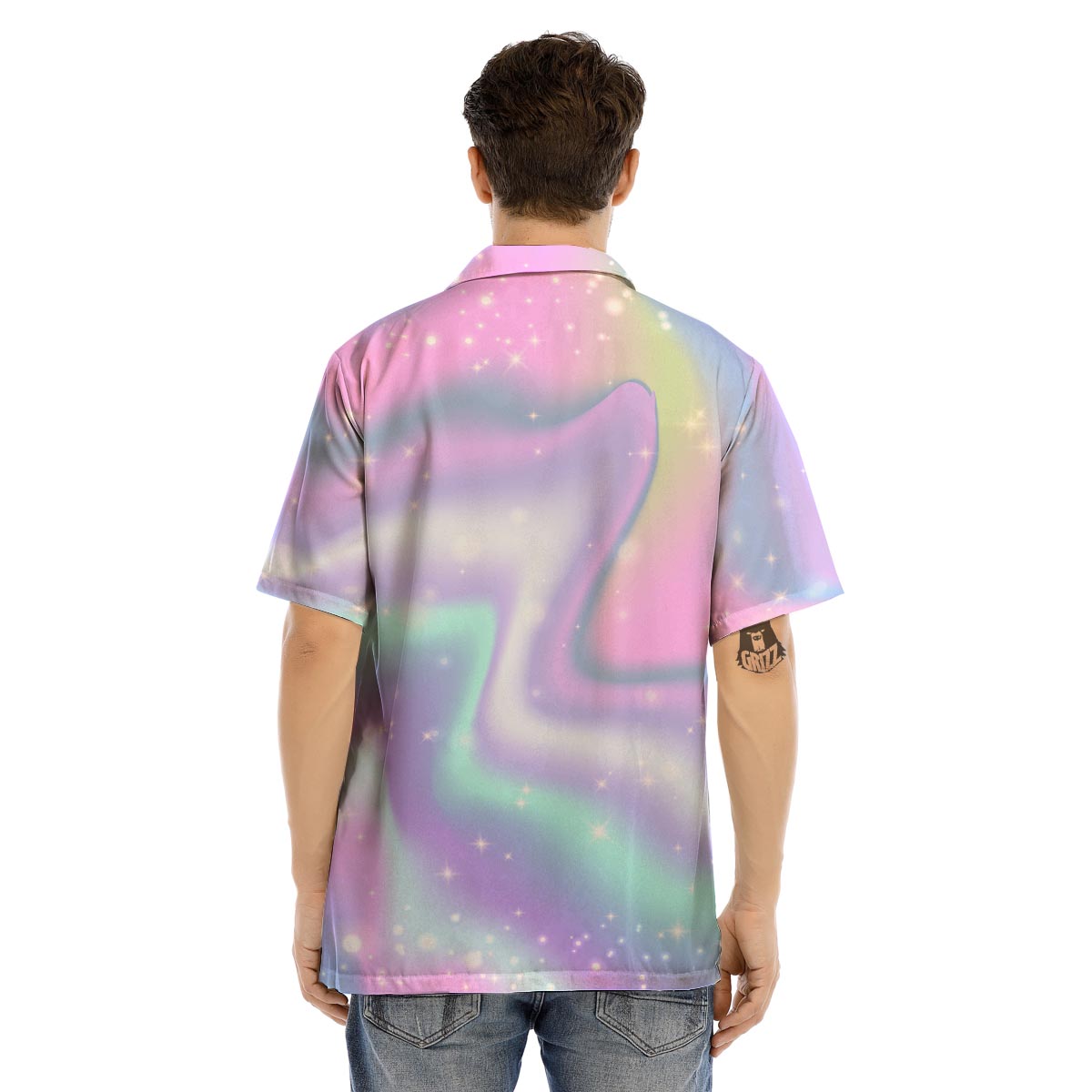 Psychedelic Holographic Men’s Hawaiian Shirt-grizzshop