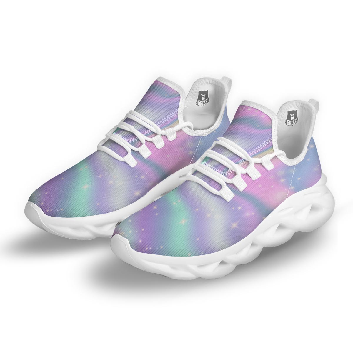 Psychedelic Holographic White Running Shoes-grizzshop
