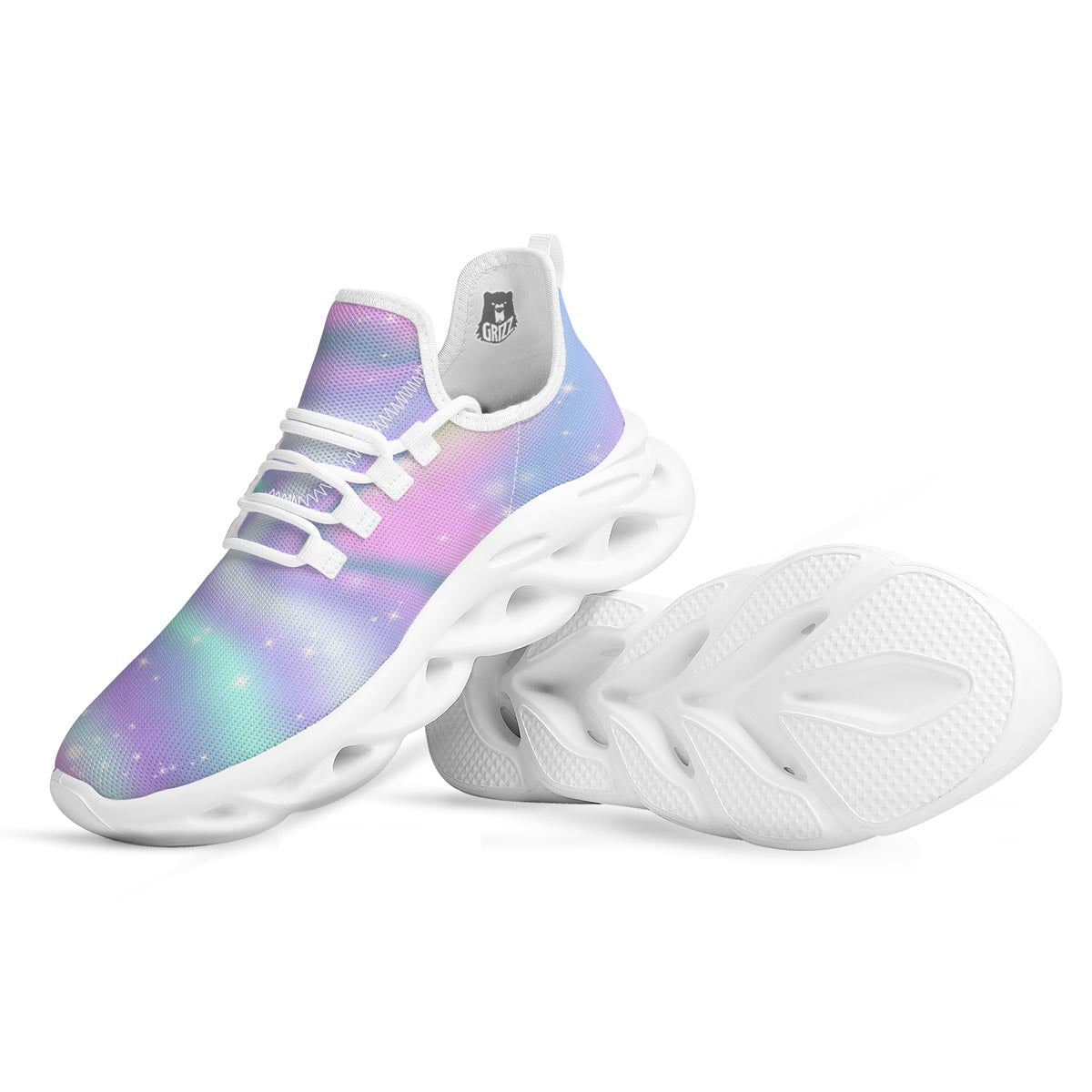 Psychedelic Holographic White Running Shoes-grizzshop