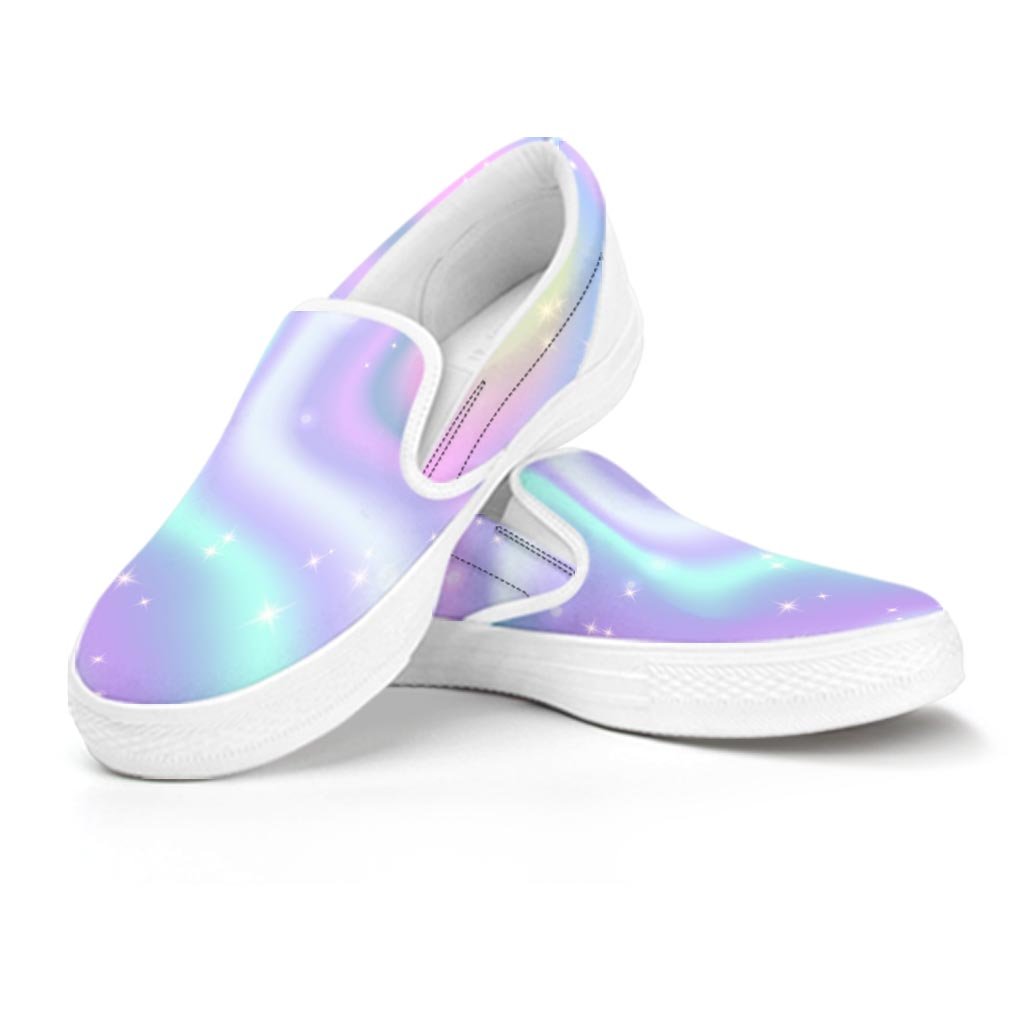 Psychedelic Holographic Women's Slip On Sneakers-grizzshop