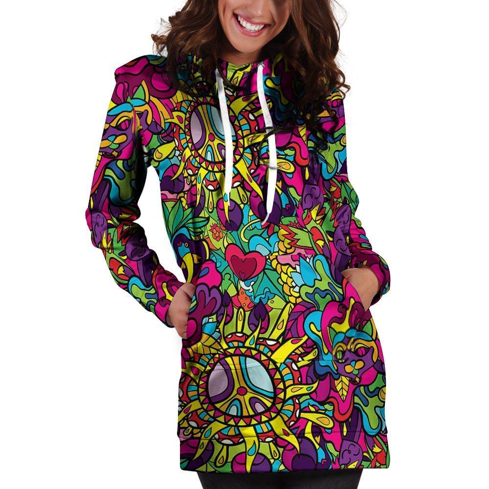 Psychedelic Hoodie Dress-grizzshop