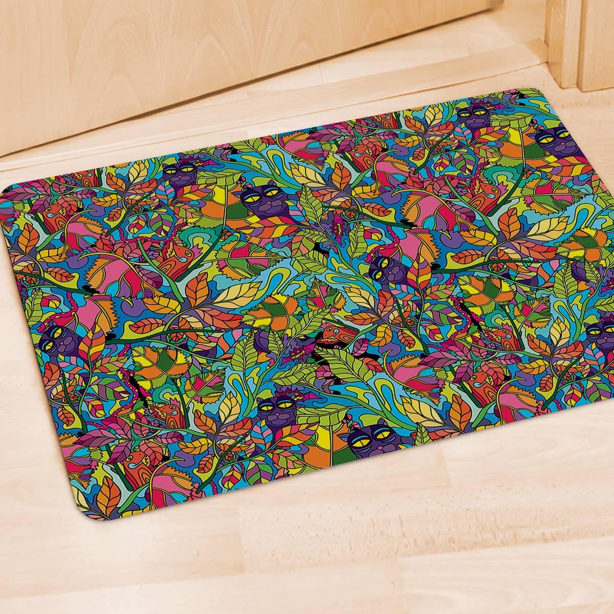 Psychedelic Jungle Forest Floral Door Mat-grizzshop