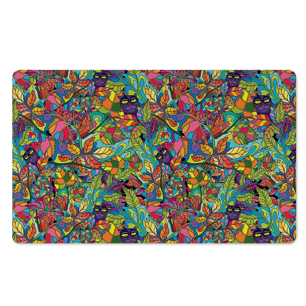 Psychedelic Jungle Forest Floral Door Mat-grizzshop