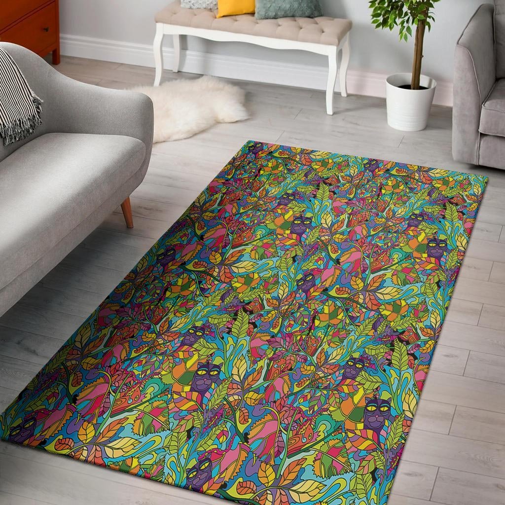 Psychedelic Jungle Forest Floral Floor Mat-grizzshop