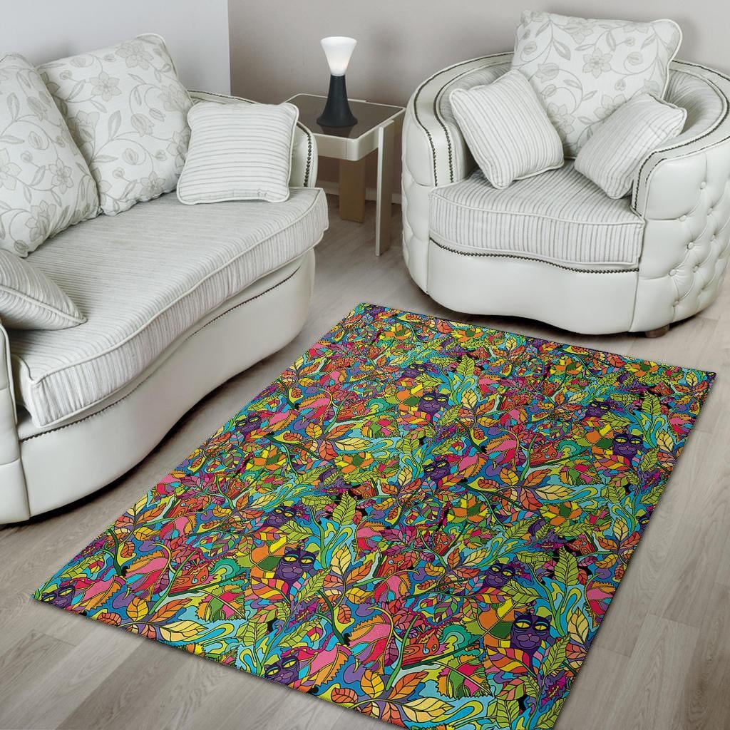 Psychedelic Jungle Forest Floral Floor Mat-grizzshop