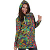 Psychedelic Jungle Forest Floral Hoodie Dress-grizzshop