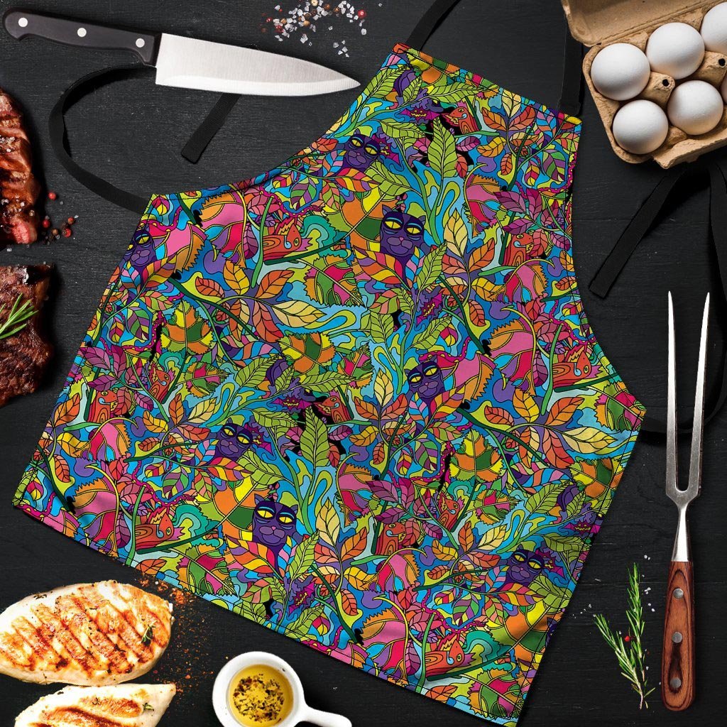 Psychedelic Jungle Forest Floral Men's Apron-grizzshop