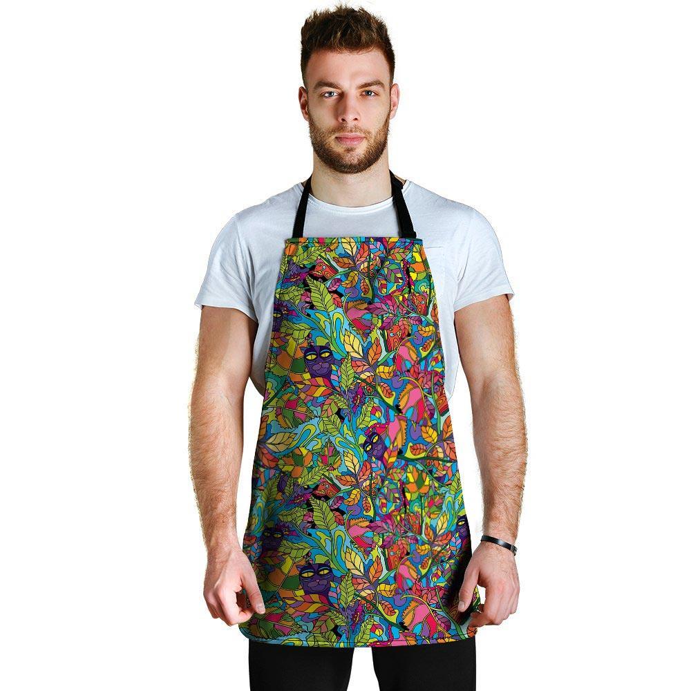 Psychedelic Jungle Forest Floral Men's Apron-grizzshop