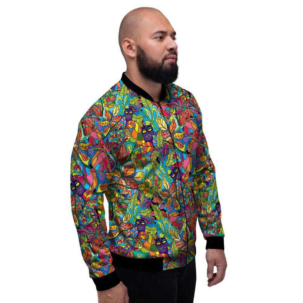 Psychedelic Jungle Forest Floral Men's Bomber Jacket-grizzshop