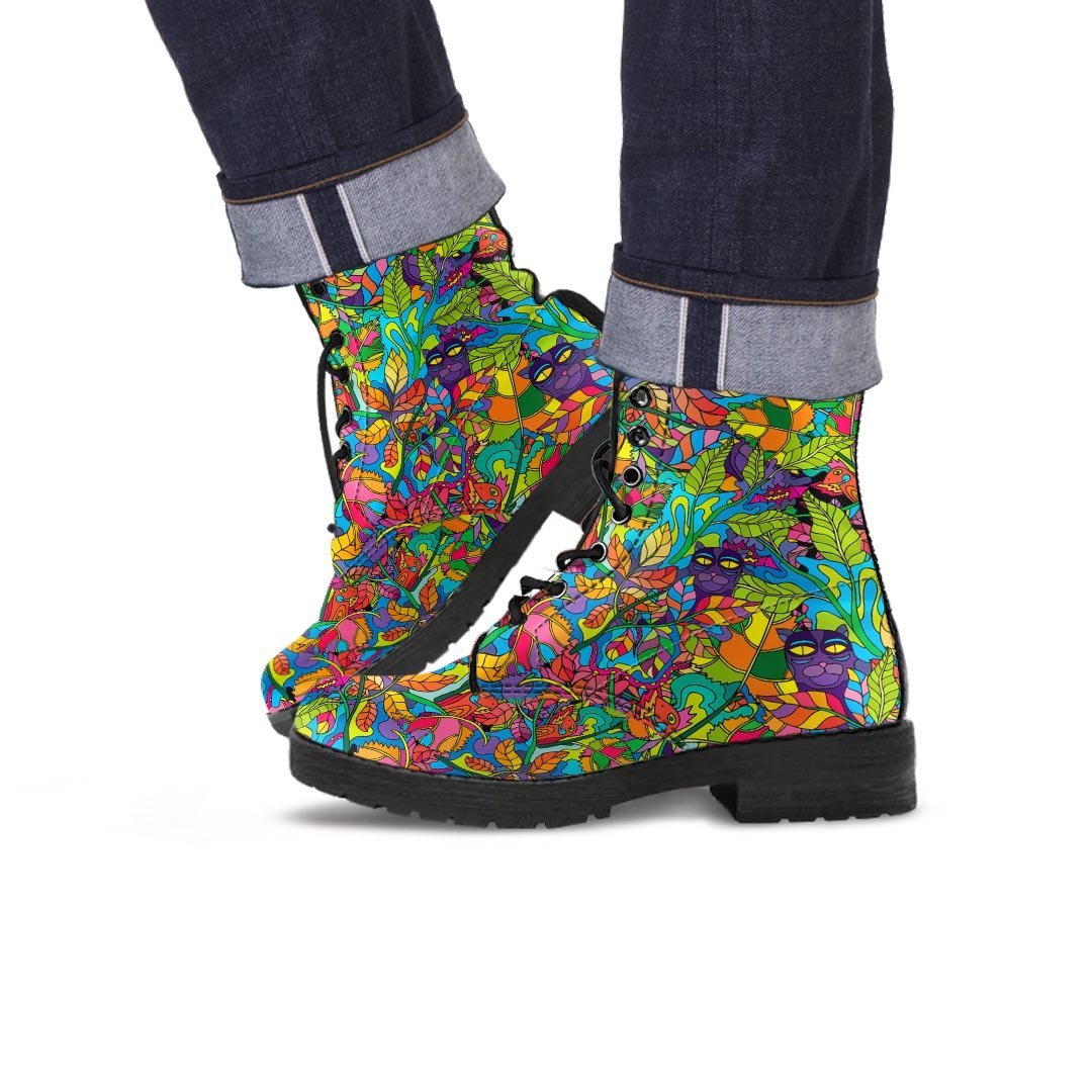 Psychedelic Jungle Forest Floral Men's Boots-grizzshop