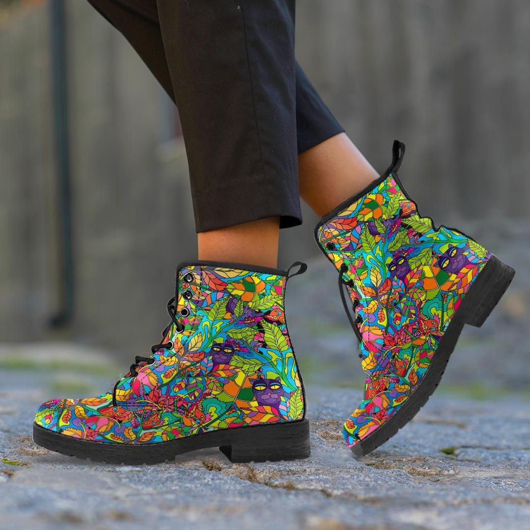 Psychedelic Jungle Forest Floral Men's Boots-grizzshop