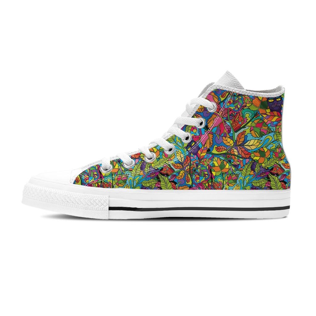 Psychedelic Jungle Forest Floral Men's High Top Shoes-grizzshop
