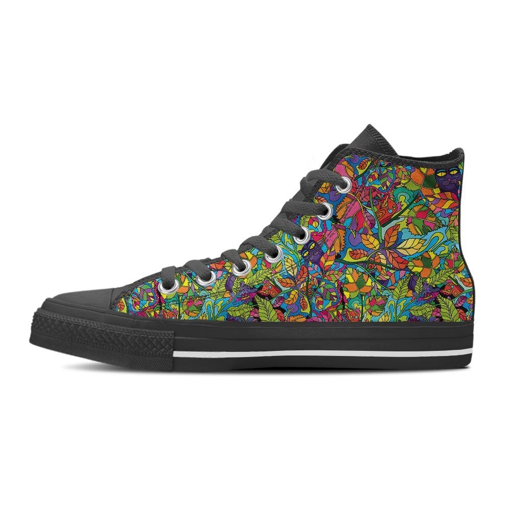 Psychedelic Jungle Forest Floral Men's High Top Shoes-grizzshop