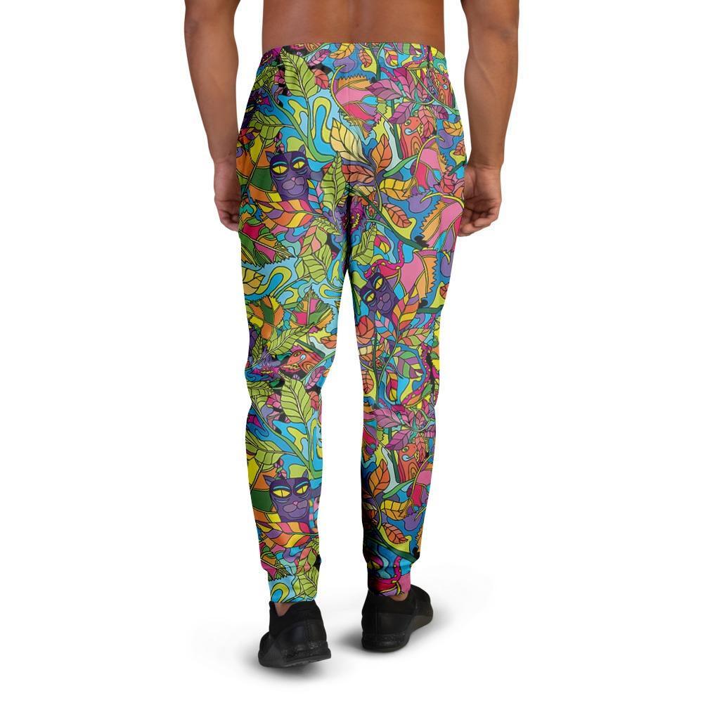 Psychedelic Jungle Forest Floral Men's Joggers-grizzshop