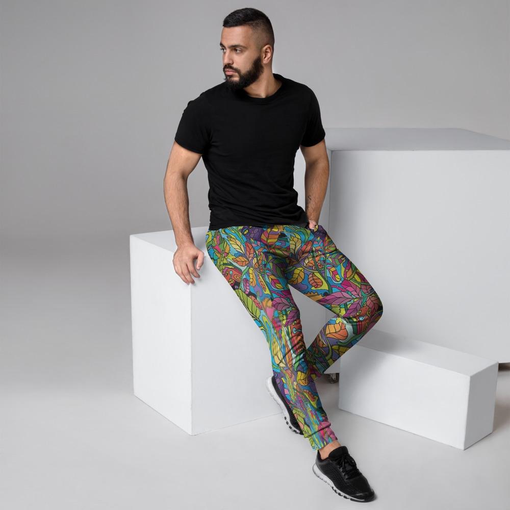 Psychedelic Jungle Forest Floral Men's Joggers-grizzshop