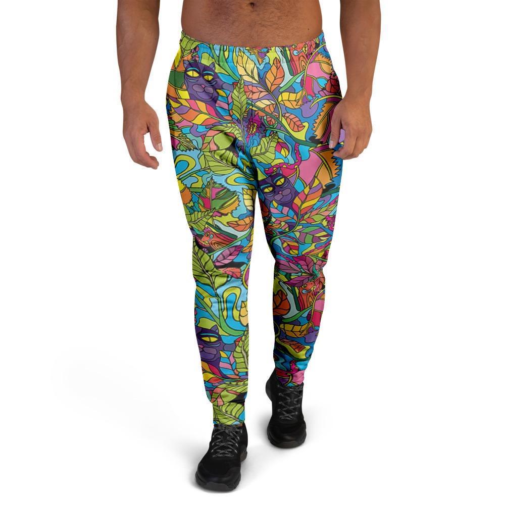 Psychedelic Jungle Forest Floral Men's Joggers-grizzshop