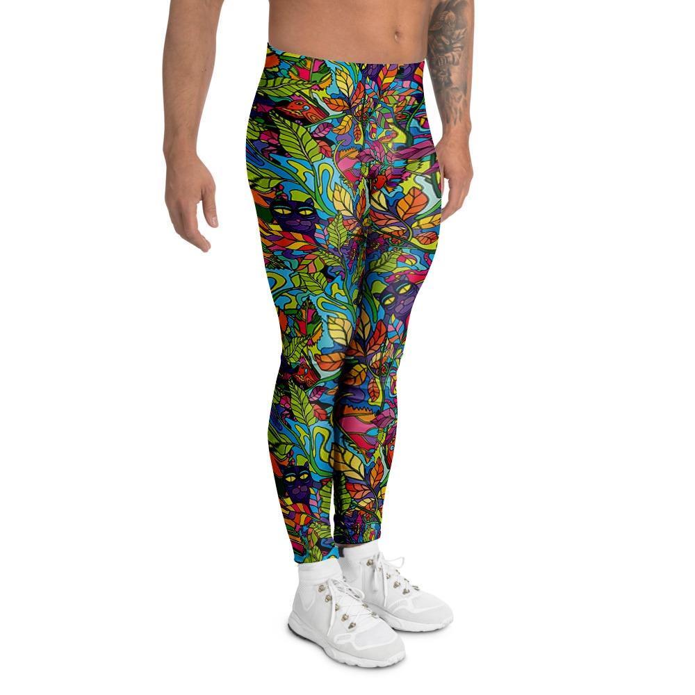 Psychedelic Jungle Forest Floral Men's Leggings-grizzshop