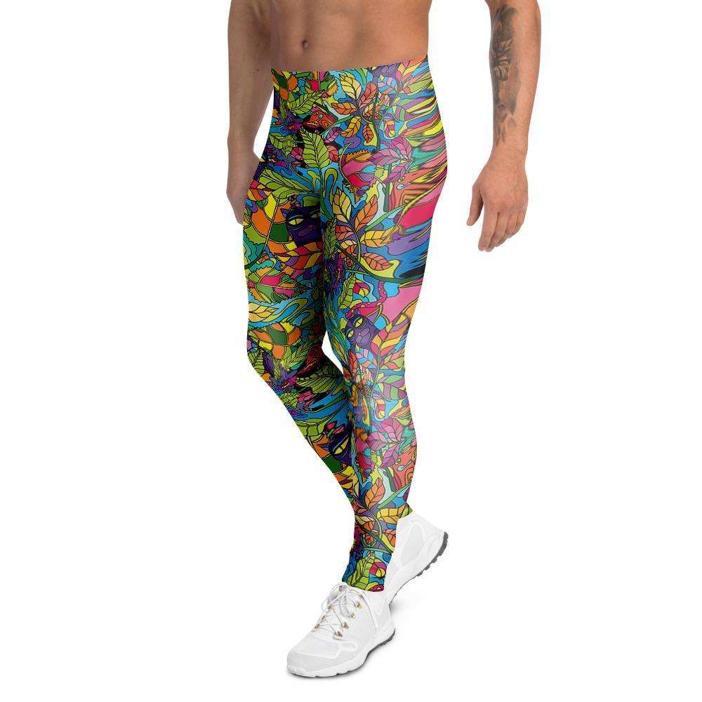 Psychedelic Jungle Forest Floral Men's Leggings-grizzshop