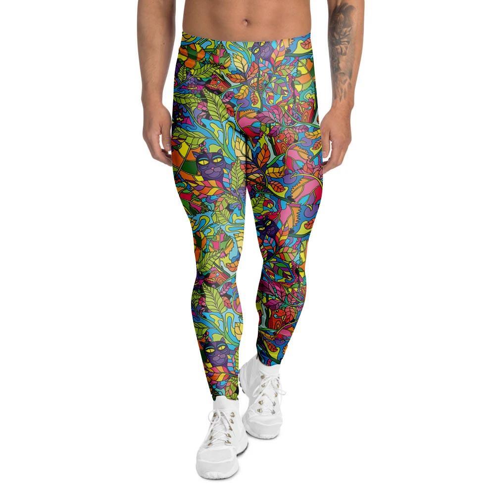 Psychedelic Jungle Forest Floral Men's Leggings-grizzshop