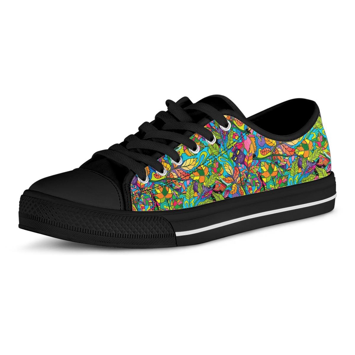 Psychedelic Jungle Forest Floral Men's Low Top Shoes-grizzshop