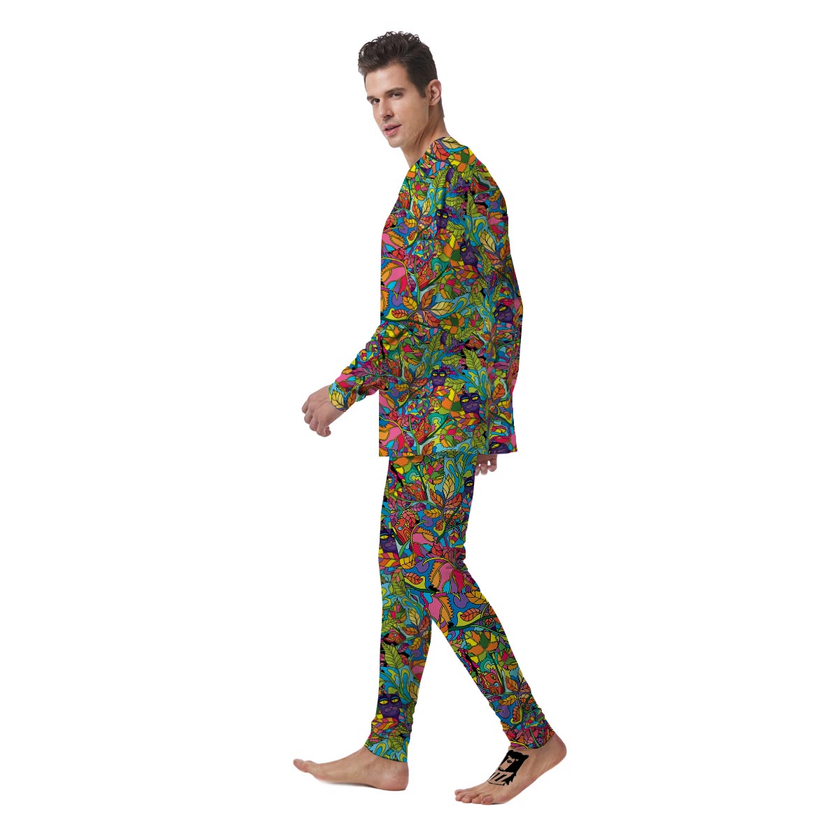 Psychedelic Jungle Forest Floral Men's Pajamas-grizzshop