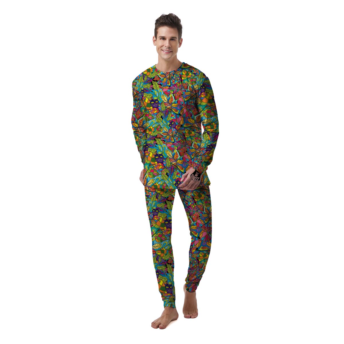 Psychedelic Jungle Forest Floral Men's Pajamas-grizzshop