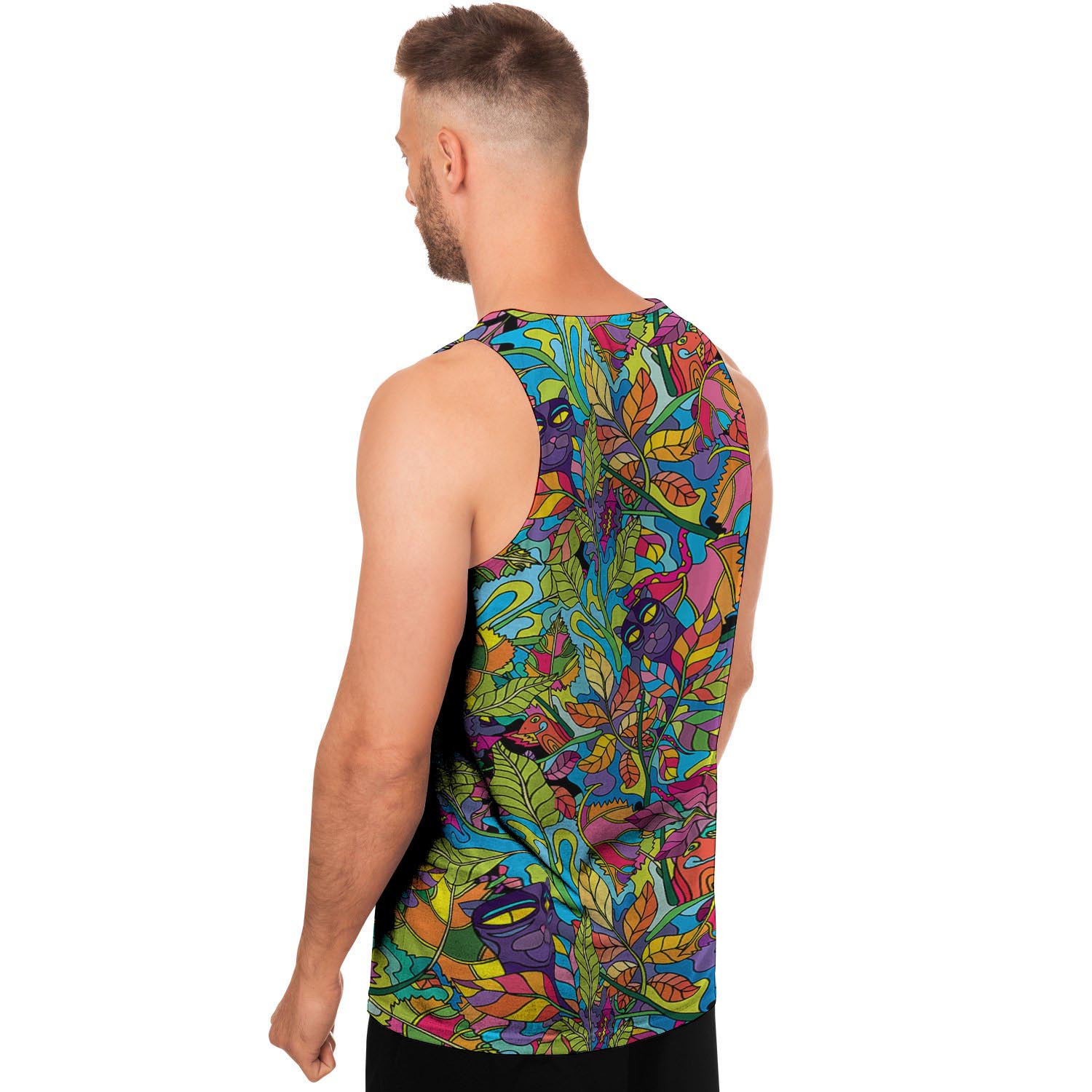 Psychedelic Jungle Forest Floral Men's Tank Tops-grizzshop