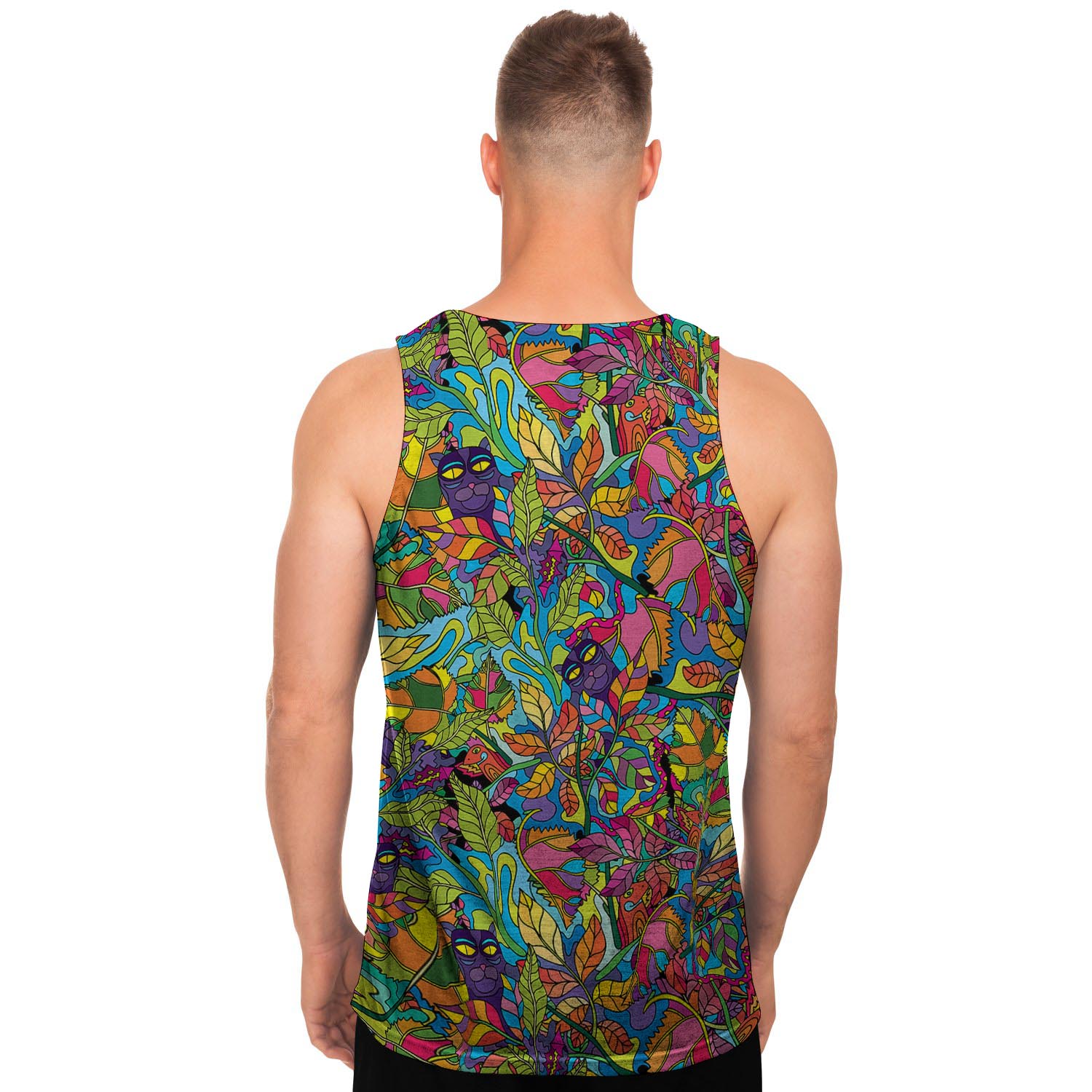 Psychedelic Jungle Forest Floral Men's Tank Tops-grizzshop
