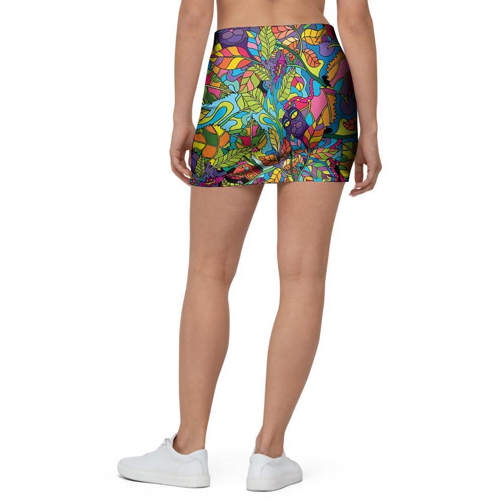 Psychedelic Jungle Forest Floral Mini Skirt-grizzshop