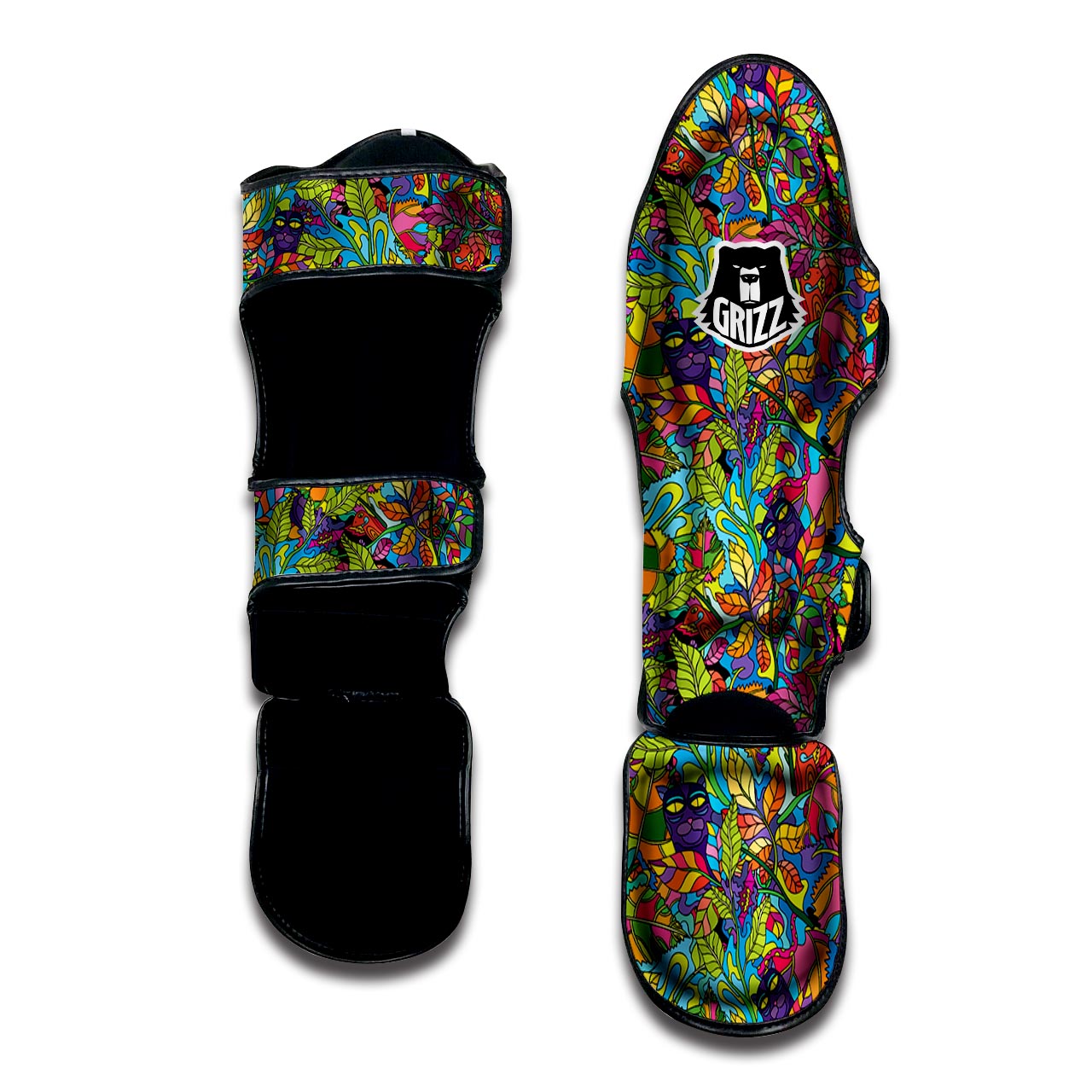 Psychedelic Jungle Forest Floral Muay Thai Shin Guard-grizzshop