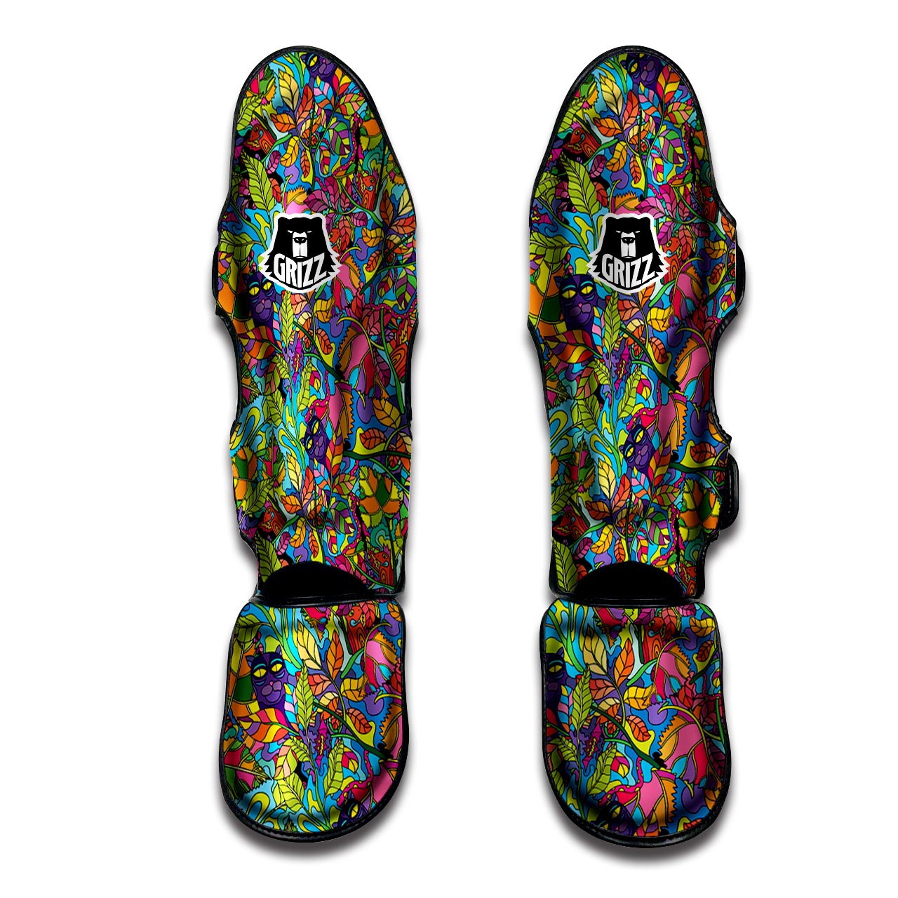 Psychedelic Jungle Forest Floral Muay Thai Shin Guard-grizzshop