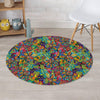 Psychedelic Jungle Forest Floral Round Rug-grizzshop