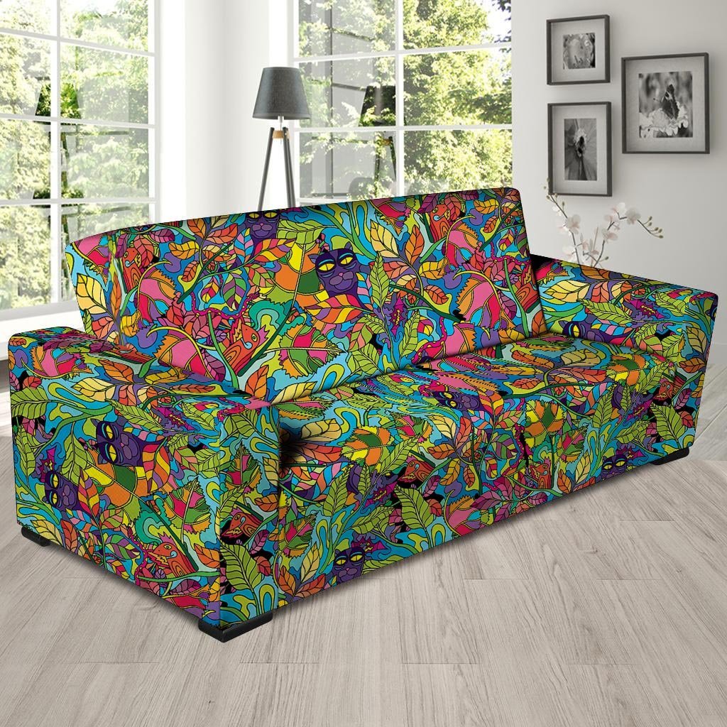 Psychedelic Jungle Forest Floral Sofa Cover-grizzshop