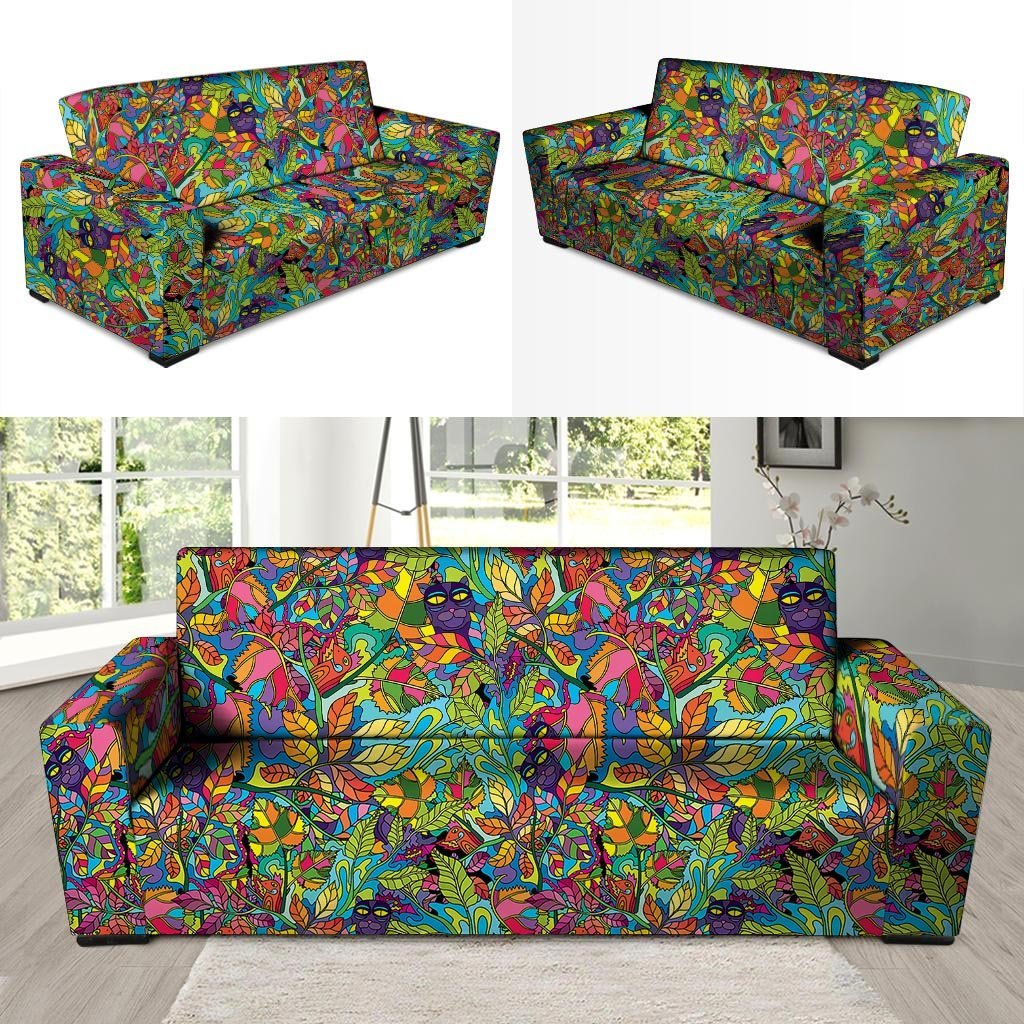 Psychedelic Jungle Forest Floral Sofa Cover-grizzshop