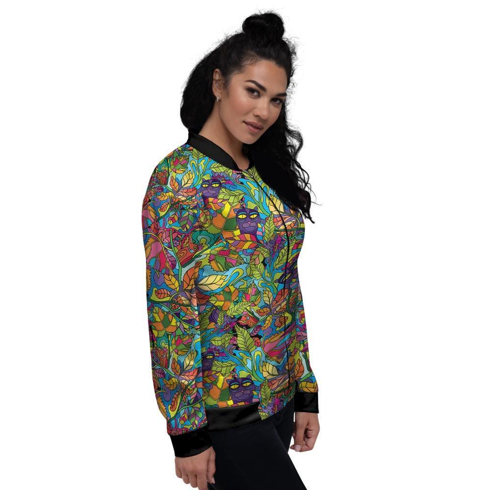 Psychedelic Jungle Forest Floral Women's Bomber Jacket-grizzshop