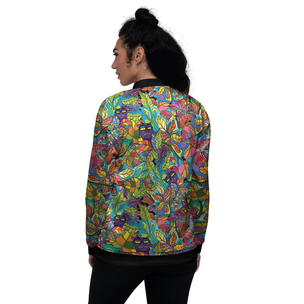 Psychedelic Jungle Forest Floral Women's Bomber Jacket-grizzshop